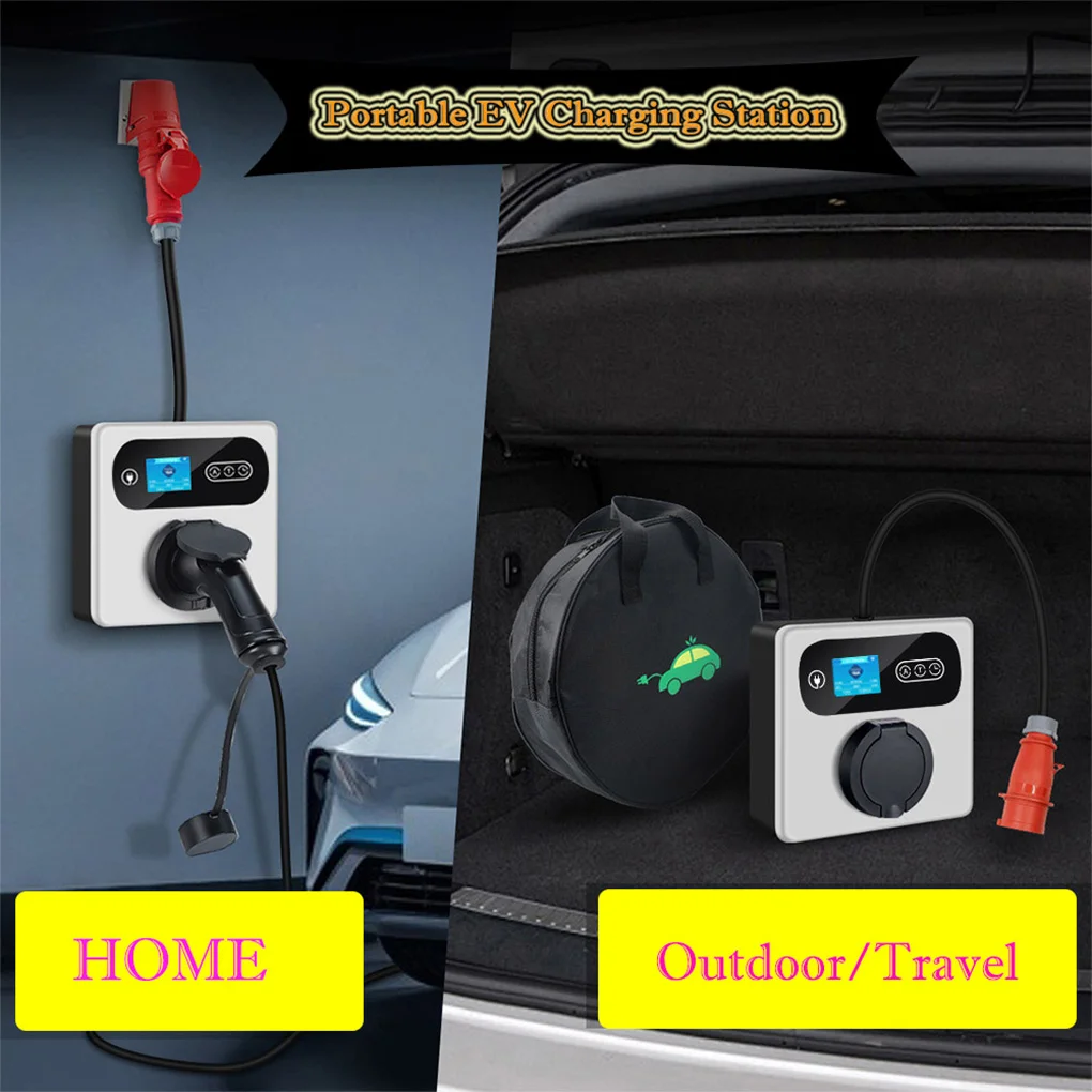 

11/22KW EV Charger Mobile With 3Phase 5PIN CEE Plug Type 2 Socket Wall-mounted Protable EV Charger Mobile Wallbox 16A/32A