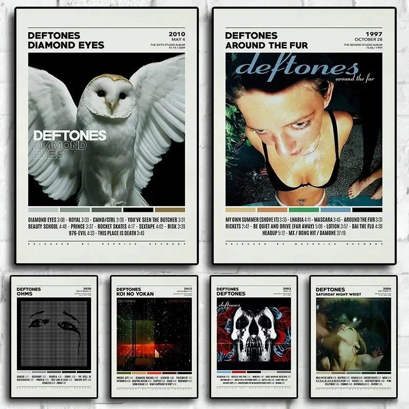 Pintura em tela deftones banda cartaz impressão em torno da pele/saturday noite pulso música álbum capa para sala casa arte da parede decoração