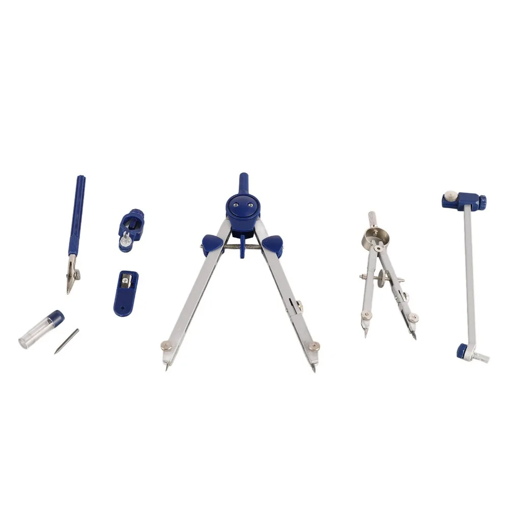 Metal Professional Drawing Compass White Storage Box Adjustable Drafting Compass Kit Multi Functional Blue