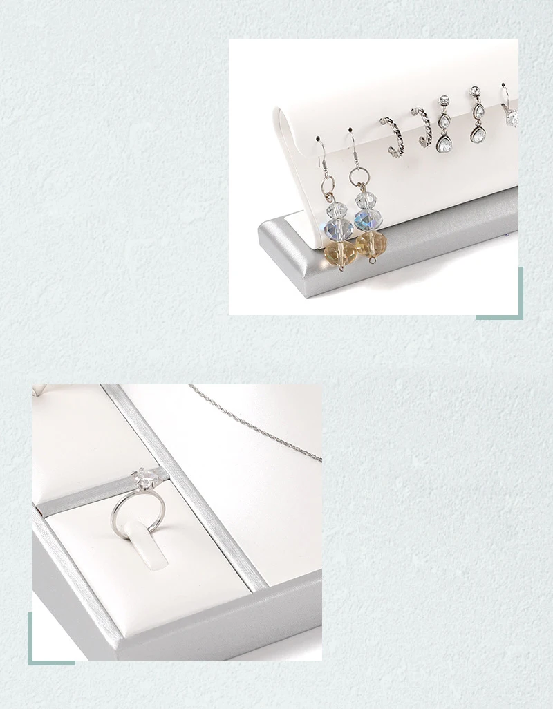 White PU Leather Bust Jewelry Display Stand Holder Bracelet Earring Necklace Ring Jade Counter Pendant Neck Model Organizer Rack