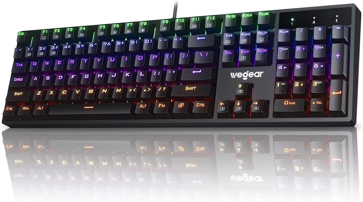 

RGB Mechanical Gaming Keyboard with Blue Switch, 104 Keys, 11 Backlit Modes, Anti-Ghosting, USB Wired for Windows PC