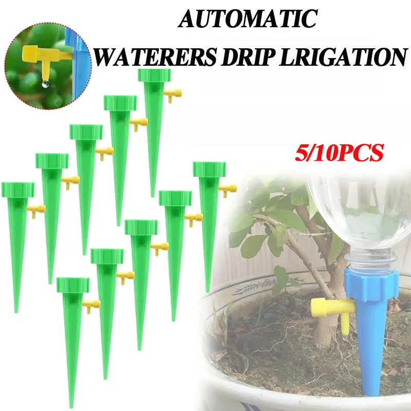 5/10pcs Automatic Drip Irrigation System Self Watering Adjustable for Flower Plants Greenhouse Garden Auto Water Dripper Device