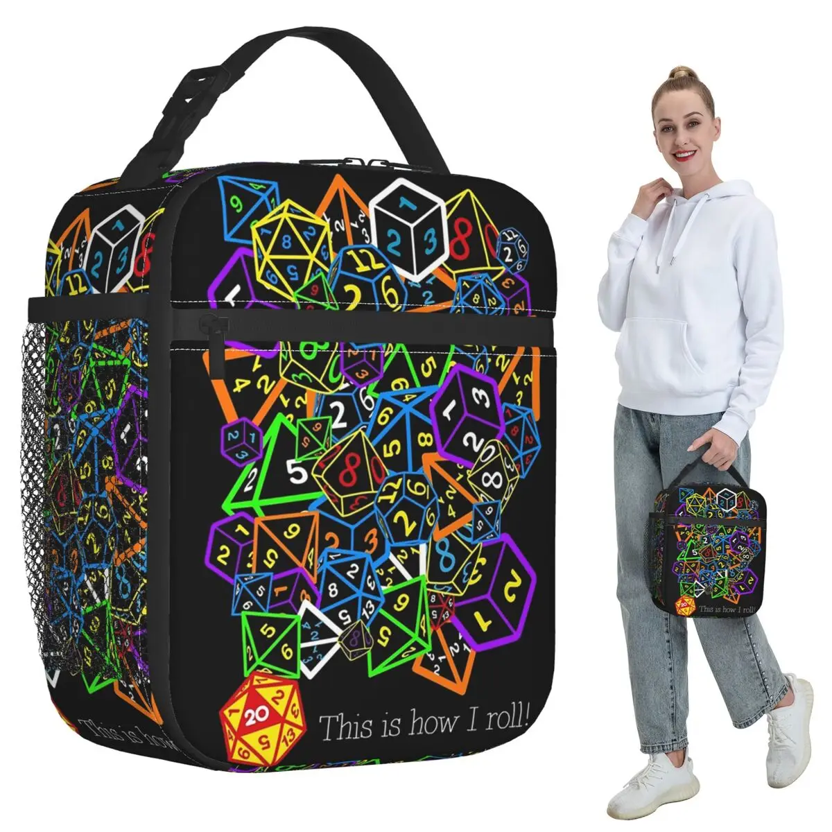 

D&D (Dungeons And Dragons) This Is How I Roll Изолированная сумка для обеда для женщин-холодильник Термальная коробка для еды Портативные коробки для завтрака