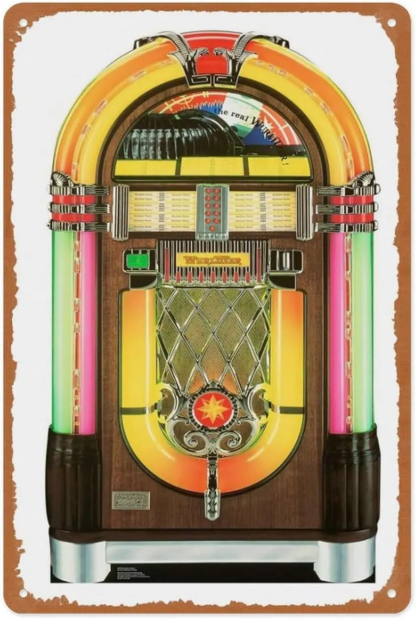Vintage Metal Sign - Wurlitzer Jukebox Lifesize Cardboard Cutout, Xujunkun62048-8x12 Inch Wall Art for Home Bar Decor