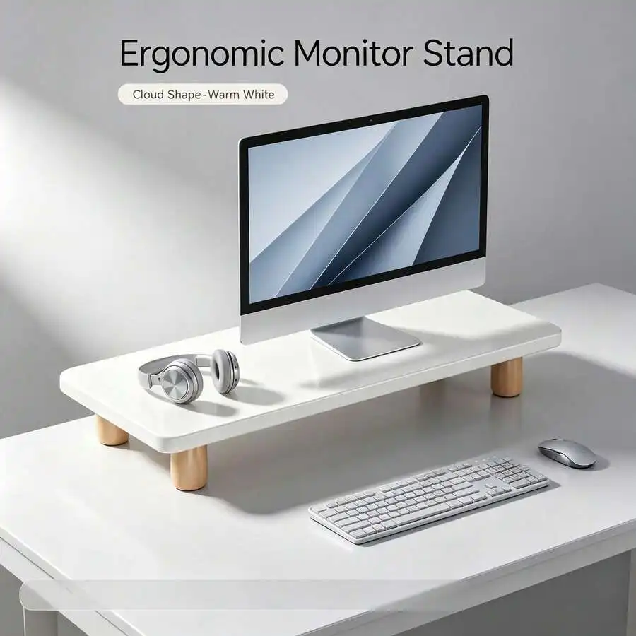 Desk Organizer Monitor Riser, Spacious Under-Desk Storage For Keyboard & Laptop, Sturdy Durable Material, Ideal For Remote Work