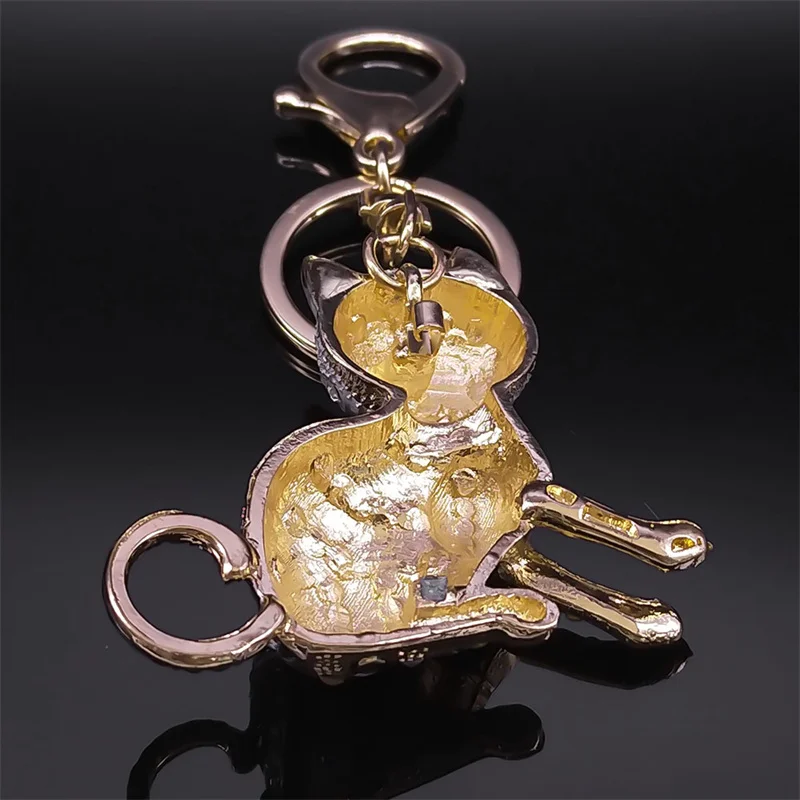 Lovely Cat Crystal Keychain for Women/Men Metal Colorful Rhinestone Pet Lover Keyring Bag Accessories Jewelry llaveros KXHKS01