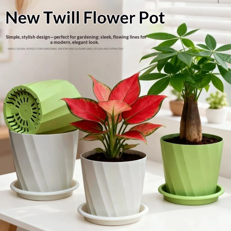Thick Resin round Root Control Breathable Drainage Nordic Gallon Flower Pot Plastic Plant Pots with Drainage System