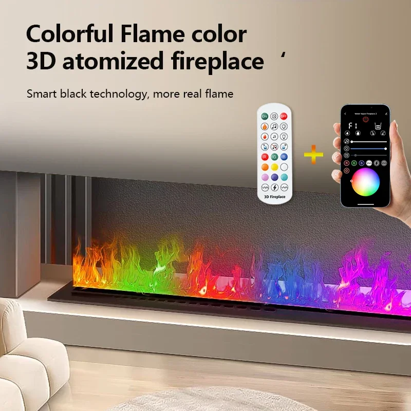 Casa inteligente chama vapor led cor chama tv parede decorativa chama móvel controle app 3d água vapor chama elétrica lareira