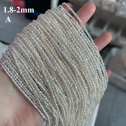 1.8-2mm A 36cm Natural Freshwater White Pearl Rice Shape Bead Gift for Women Jewelry Make DIY Necklace Bracelet Accessories