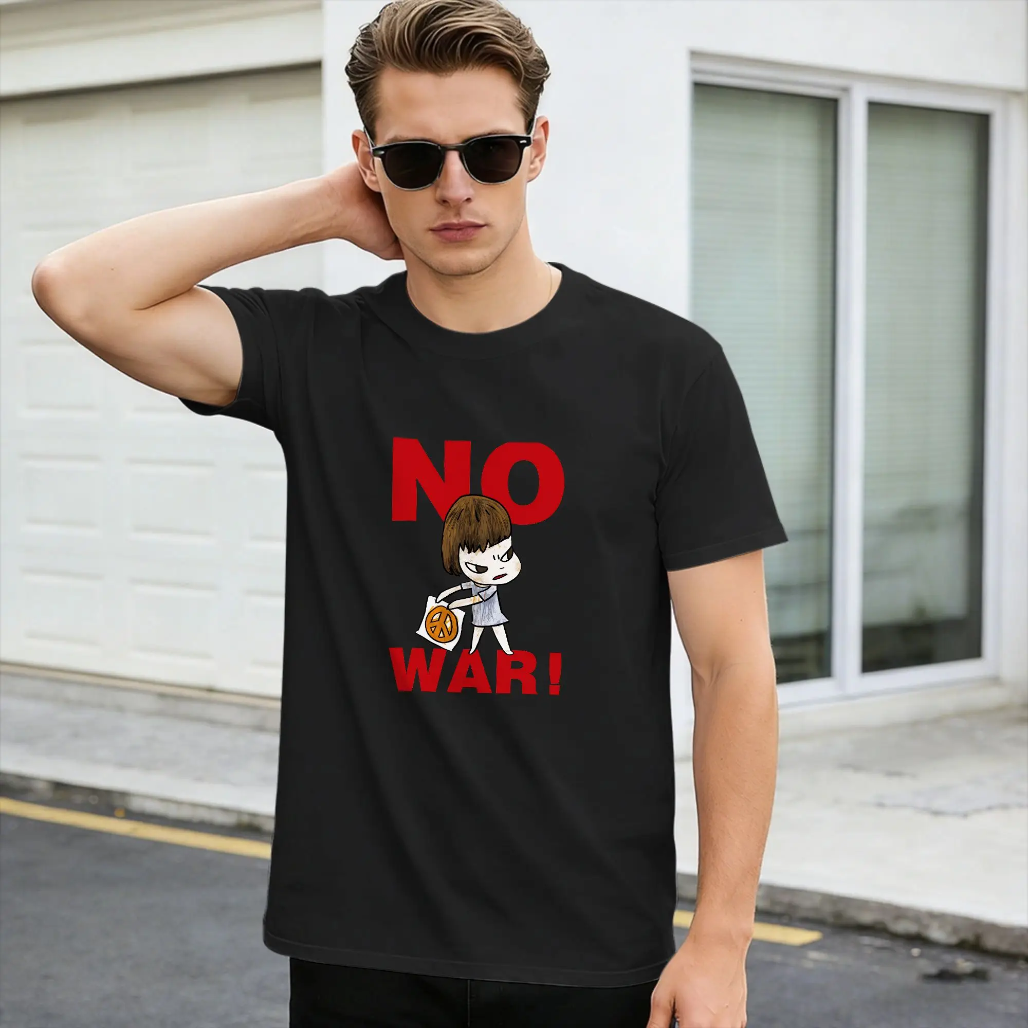 Men's Y-Yoshitomo Nara T-Shirts No War Cotton Clothes Beach Y2K Casual Short Sleeve T-Shirt O Neck Hipster Casual Tshirt,