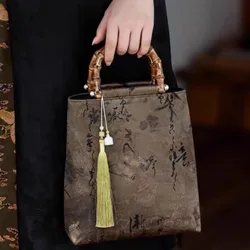 Borsa Cheongsam con giuntura di bambù con filato nuvola profumata retrò nuova borsa da donna in stile Hanfu in stile antico cinese borse con manico superiore