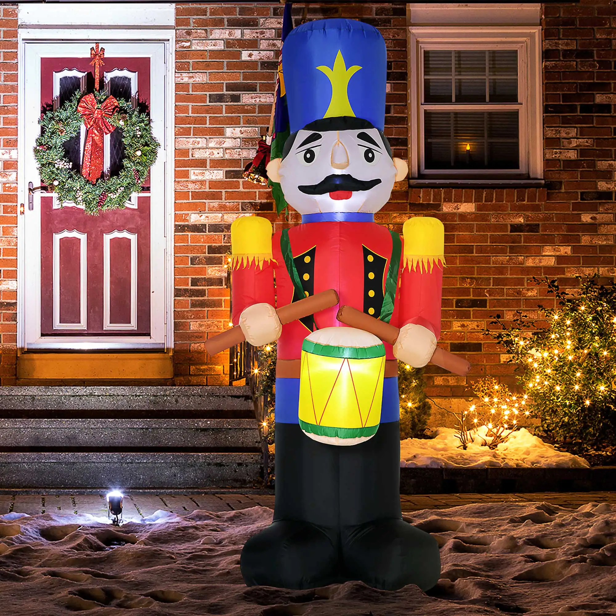 

8ft Inflatable Nutcracker Toy Soldier with LED Lights - Christmas Indoor Outdoor Holiday Decoration