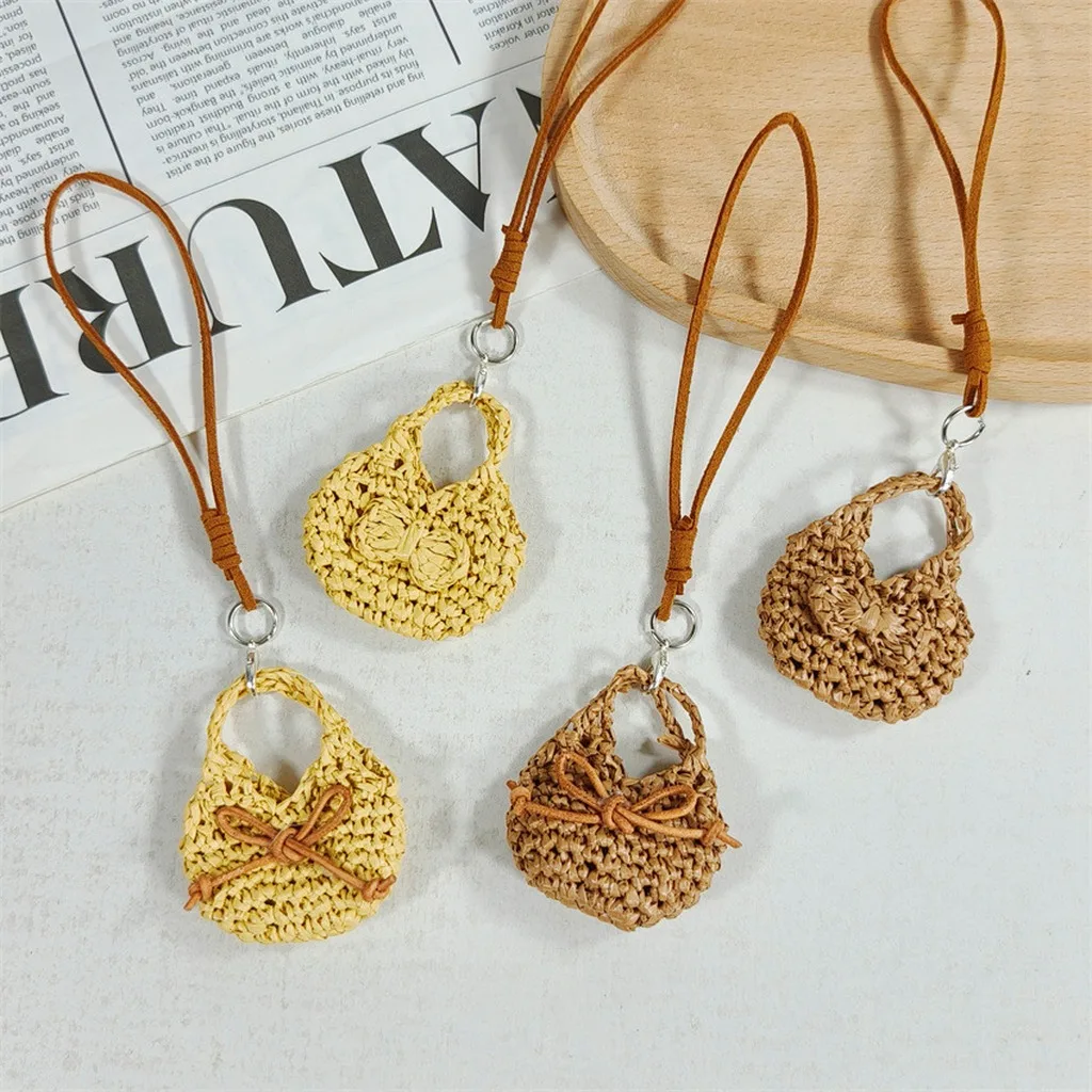 Crocheted Pendant Casual Faux Suede Cord Charm Hand Crocheted Bag Charm Fresh Sweet Woven Bag Charm For Keys Daily Outings