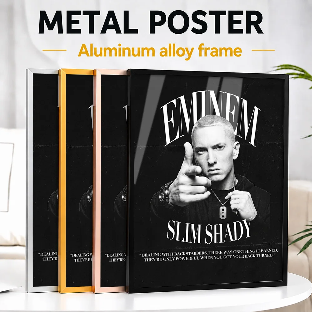 Eminem Slim Shady Inspirational Metal Poster With Aluminum Alloy Frame Personalized Photo Lettering Style Wall Art For Bedroom