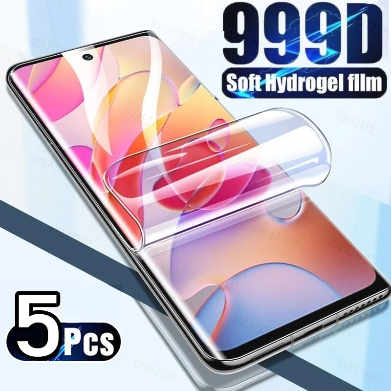 5PCS Hydrogel Film For Xiaomi Redmi Note 10 9 8 7 Pro 10s 9s 8T 9T 9A 9C 8A 7A 6A 5 4X Mi Poco X3 Pro M3 F1 Screen Protector