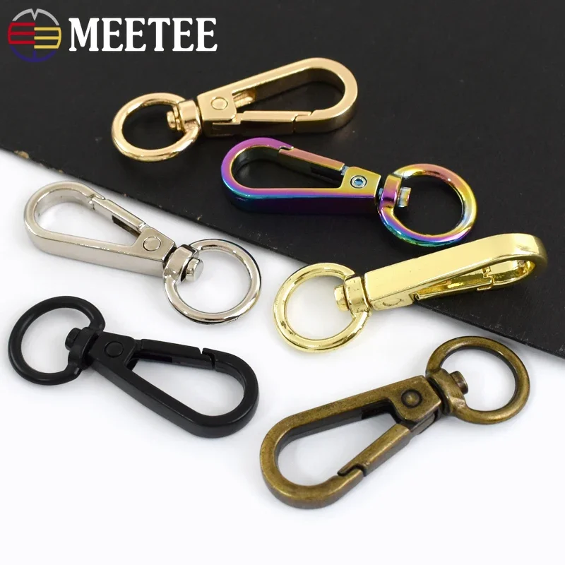 Meetee 10/20Pcs 13mm Metal Buckle Keyring Swivel Trigger Lobster Clasp Leather Bag Strap Connect Clips Snap Hook DIY Accessories