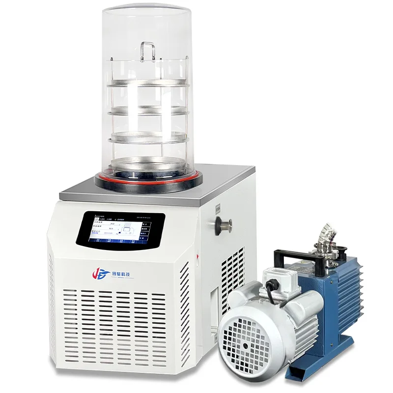 

Vacuum Freeze Dryer Cold Dryer for Food Herbal Medicine Fruit Vegetable-Vertical Small Pre-Freeze Dryer Model 10N-50A 1