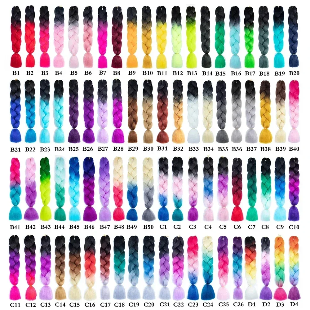 Estensioni delle trecce Jumbo da 24 pollici intrecciare i capelli sintetici Afro Ombre Color kanekalon Hair for Children Braid