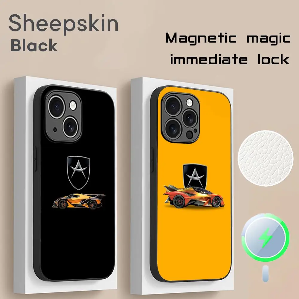 Capa de Celular Apollo IE Automobil com Estampa de Carro Esportivo para iPhone 17 16 15 14 13 12 Plus Pro Max - Luxo de Alta Qualidade em Couro de Carneiro com Magsafe