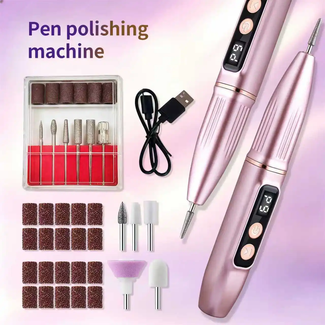 Multifunctional Nail Drill with 9 Adjustable Speed Settings and a Visual Display; a Portable, Easy-to-Use, Rechargeable