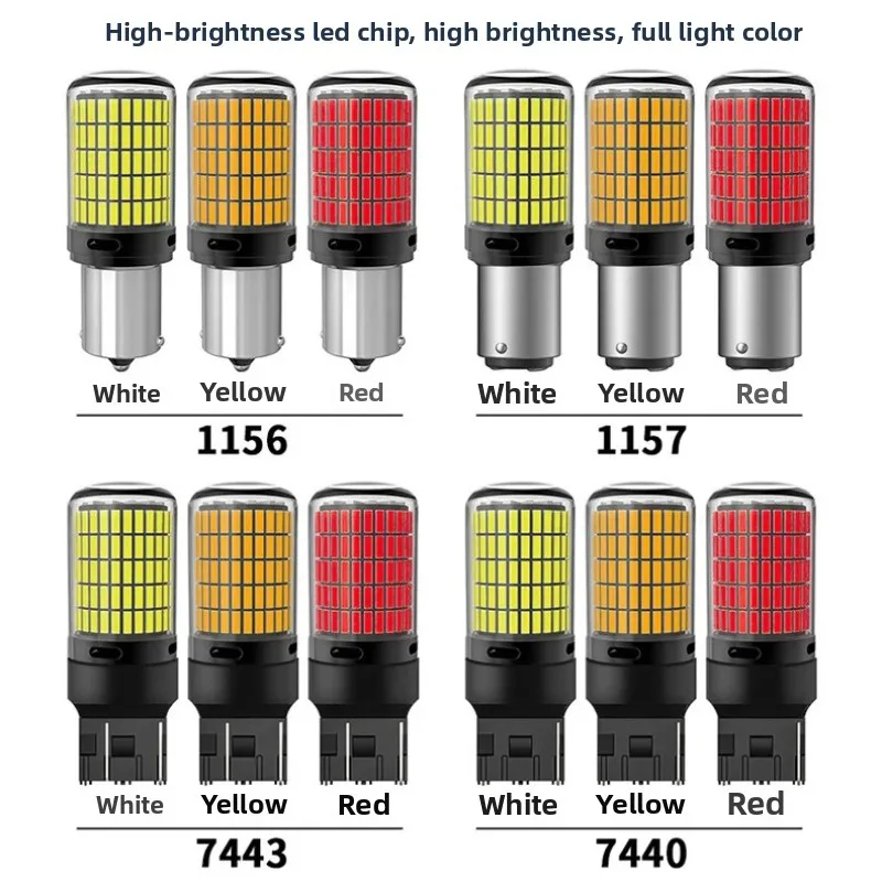 2/4 قطعة CANBUS 1156 BA15S BAU15S 7443 W21W LED لمبة لسيارة الذيل الفرامل وقوف السيارات بدوره مصباح إشارة 12 فولت 15 واط 144SMD أبيض أصفر أحمر #6