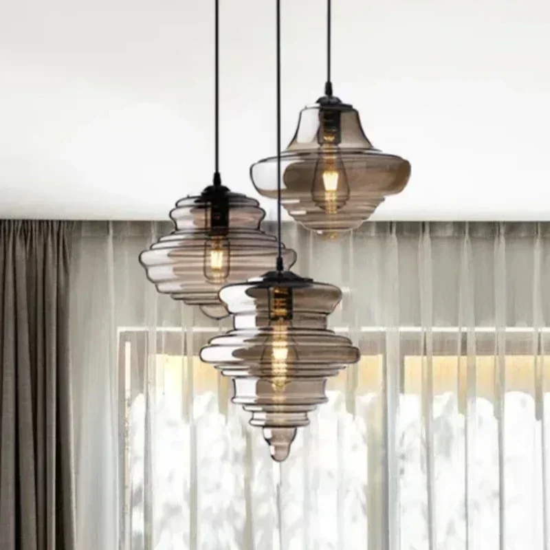 الصناعية خمر الزجاج قلادة مصباح الإبداعية قلادة مصباح بار غرفة الطعام مصباح الفن الإضاءة غرفة نوم السرير الخفيفة