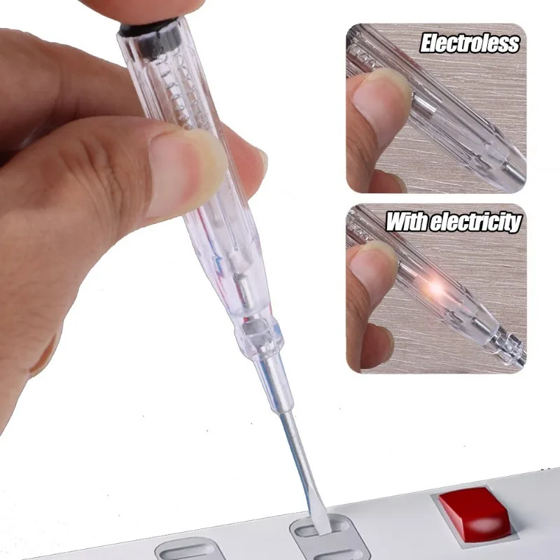 Electrician Transparent Test Pencil Slotted Screwdriver AC 100-500V Contact-type Voltage Tester Car Circuit Inspection Tools