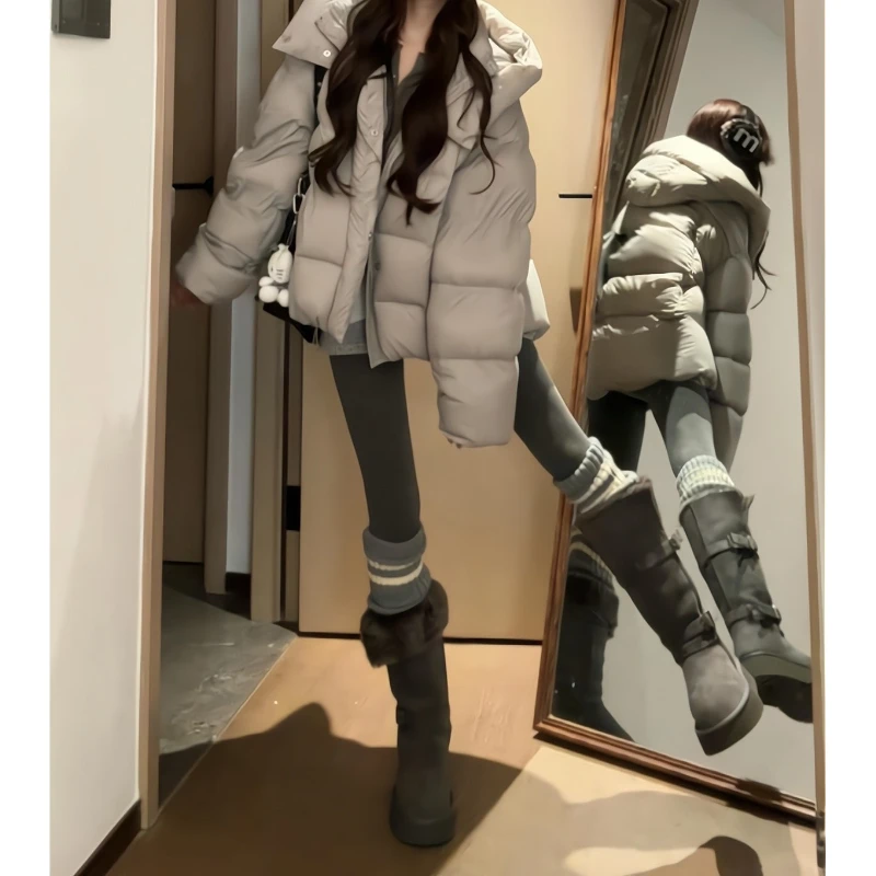 

Winter New Bread Clothes Loose and Thin Cotton Clothes Jacket Velvet Warm Hooded Cotton Clothes