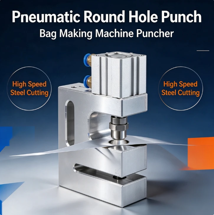 Pneumatic Hole Puncher For Bag Making Machine Round Hole Plastic Bag Punching Device For Middle And Side Sealing Film Processing
