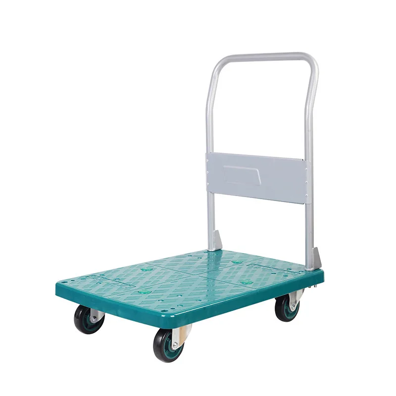 

Folding, silent trolley, supermarket warehouse pull flatbed