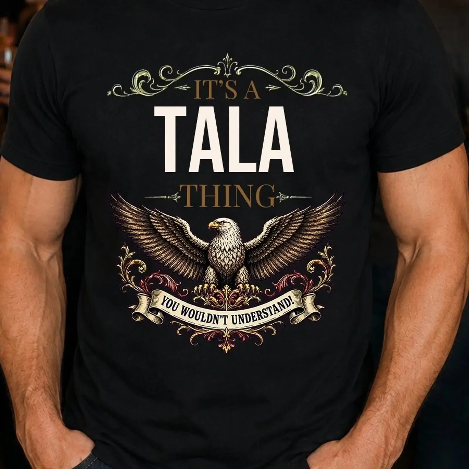 Tala Surname Eagle Men's T Shirt Family History S 5XL Image 1 of 2 vintage Washed Unisex Comfortable Top For Everyday Wear