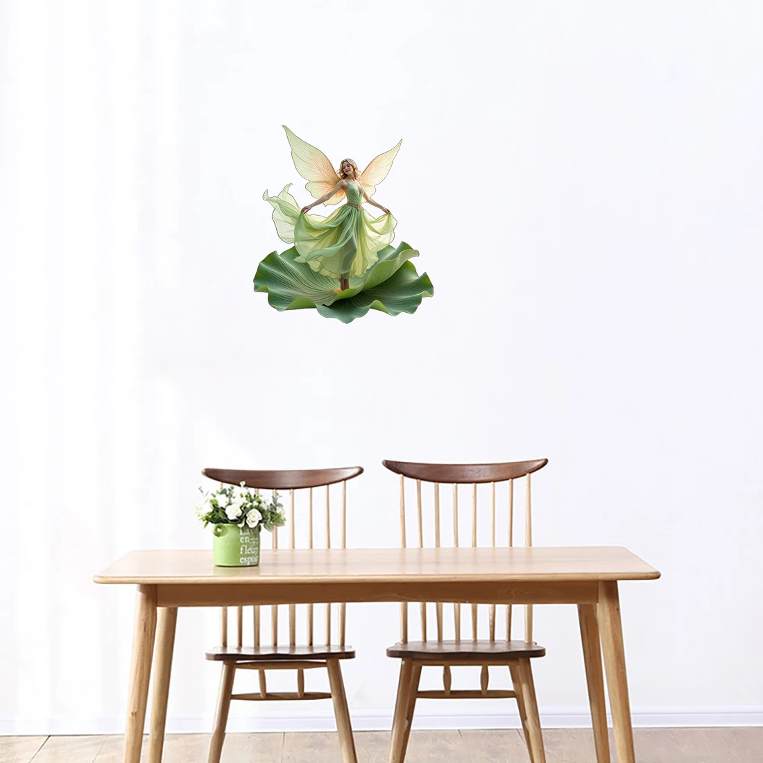 Three Ratels CF99 Elegant green lotus flower fairy art wall stickers for home decoration