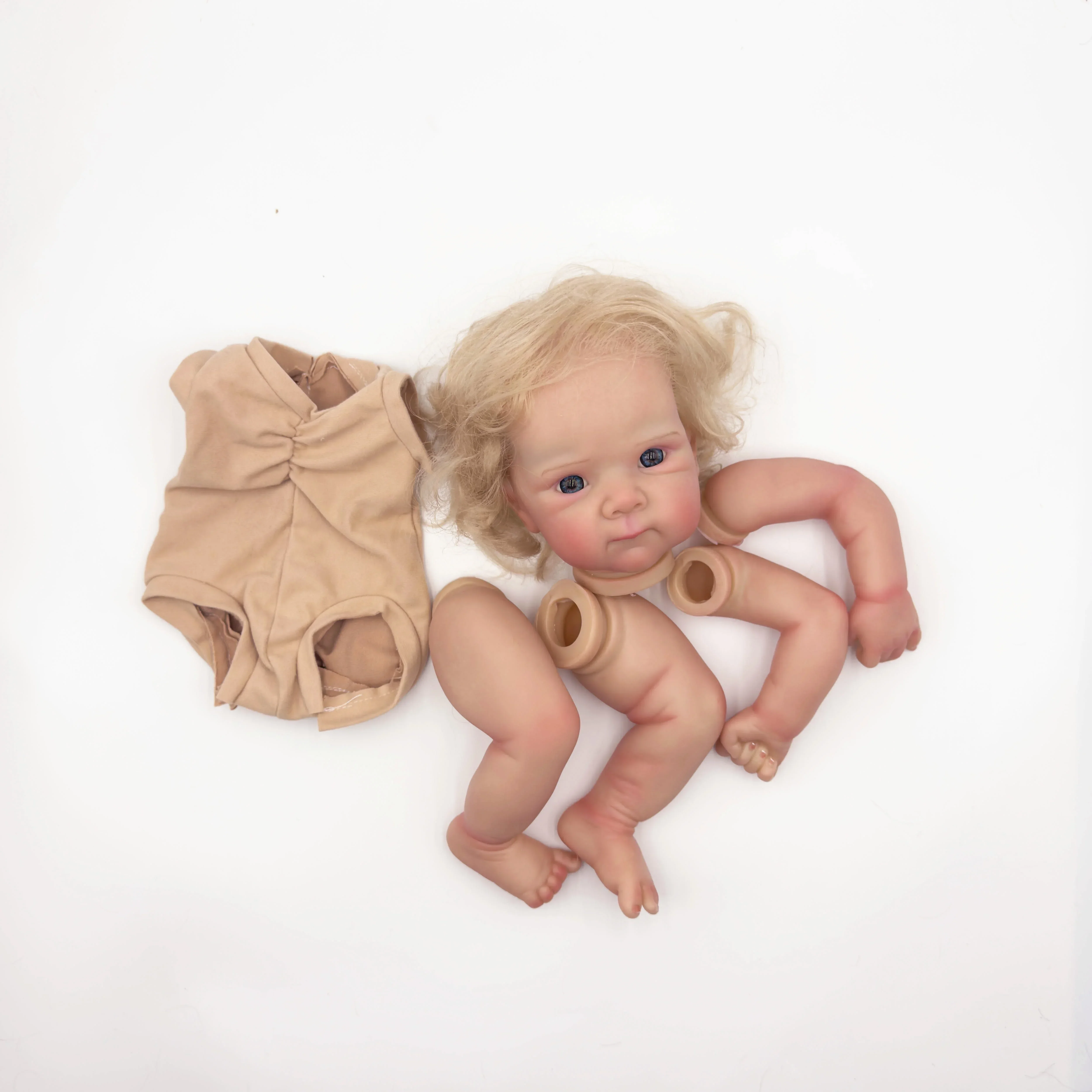 18inch bettie Lifelike Awake Baby with curly hair Reborn Doll Kit Already Painted Unfinished Doll Parts DIY Baby toys