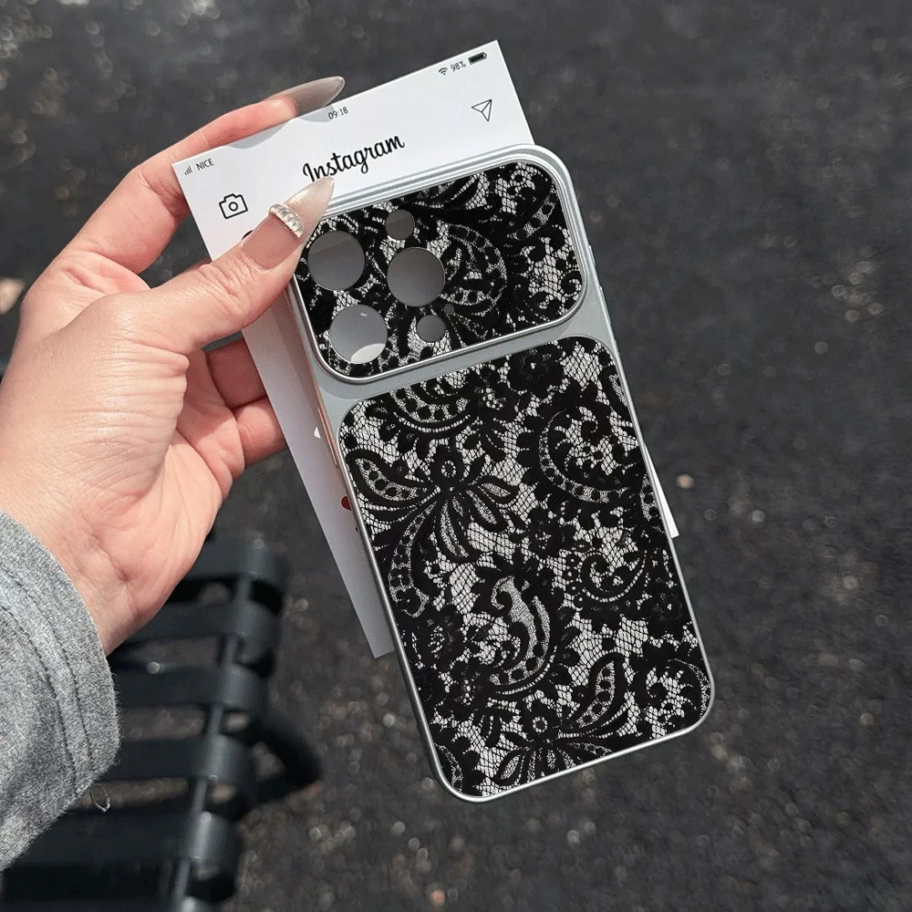 Coquette Black Pink Lace Phone Case For iPhone 17 16 15 14 13 12  Pro Max 16 15 14 Plus 17E Air Leather Shockproof Soft Cover - view 4