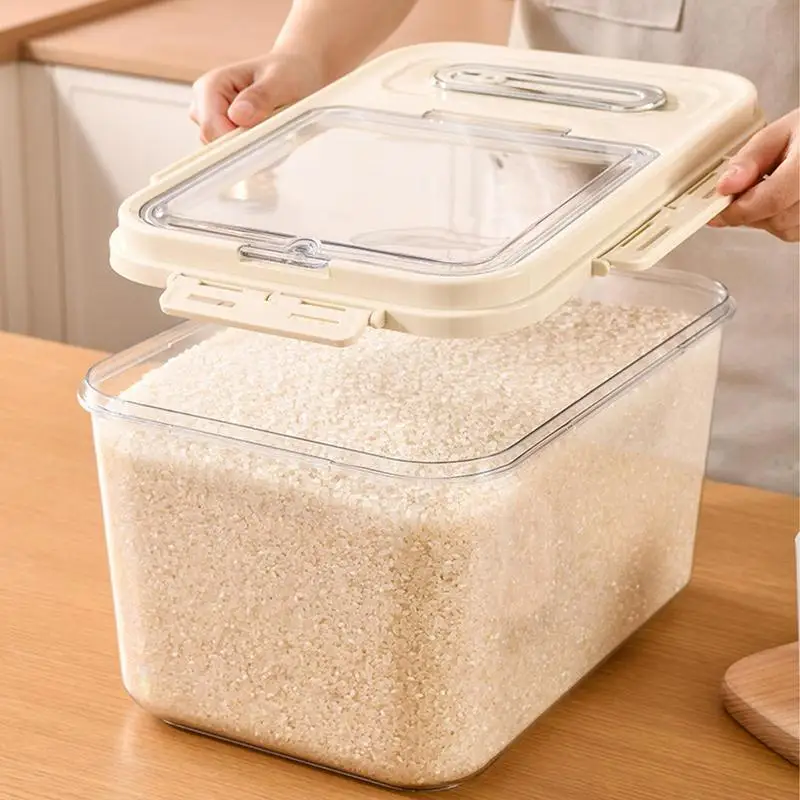 Rice Storage Grain Storage Jar Rice Storage Container Airtight Food Container Rice Holder Bin With Measuring Cup For Kitchen