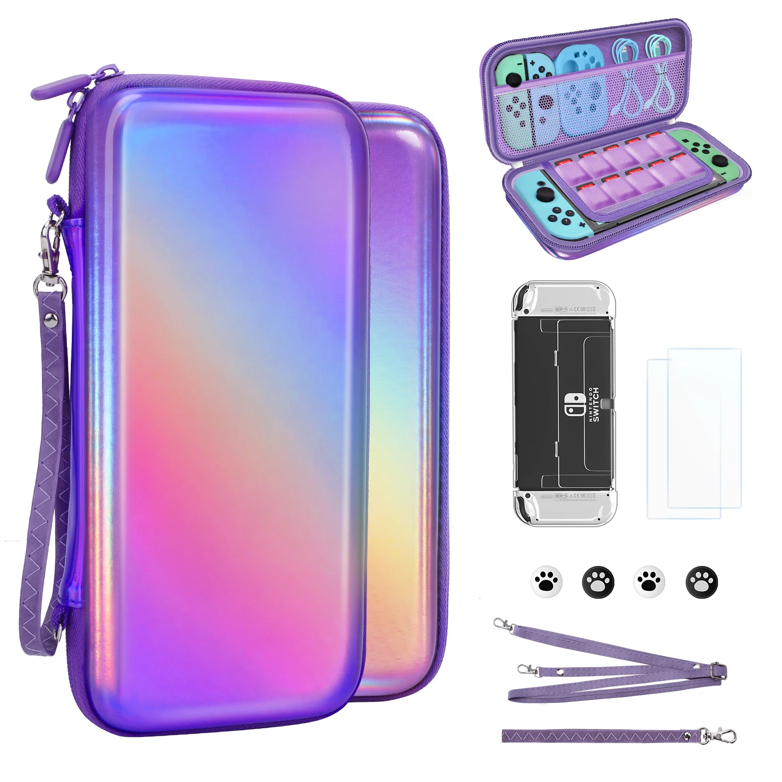 

Gradient Portable Travel Bag Suitable for Nintendo Switch OLED Glossy NS Switch Protective Case For Girls Game Accessories Kit