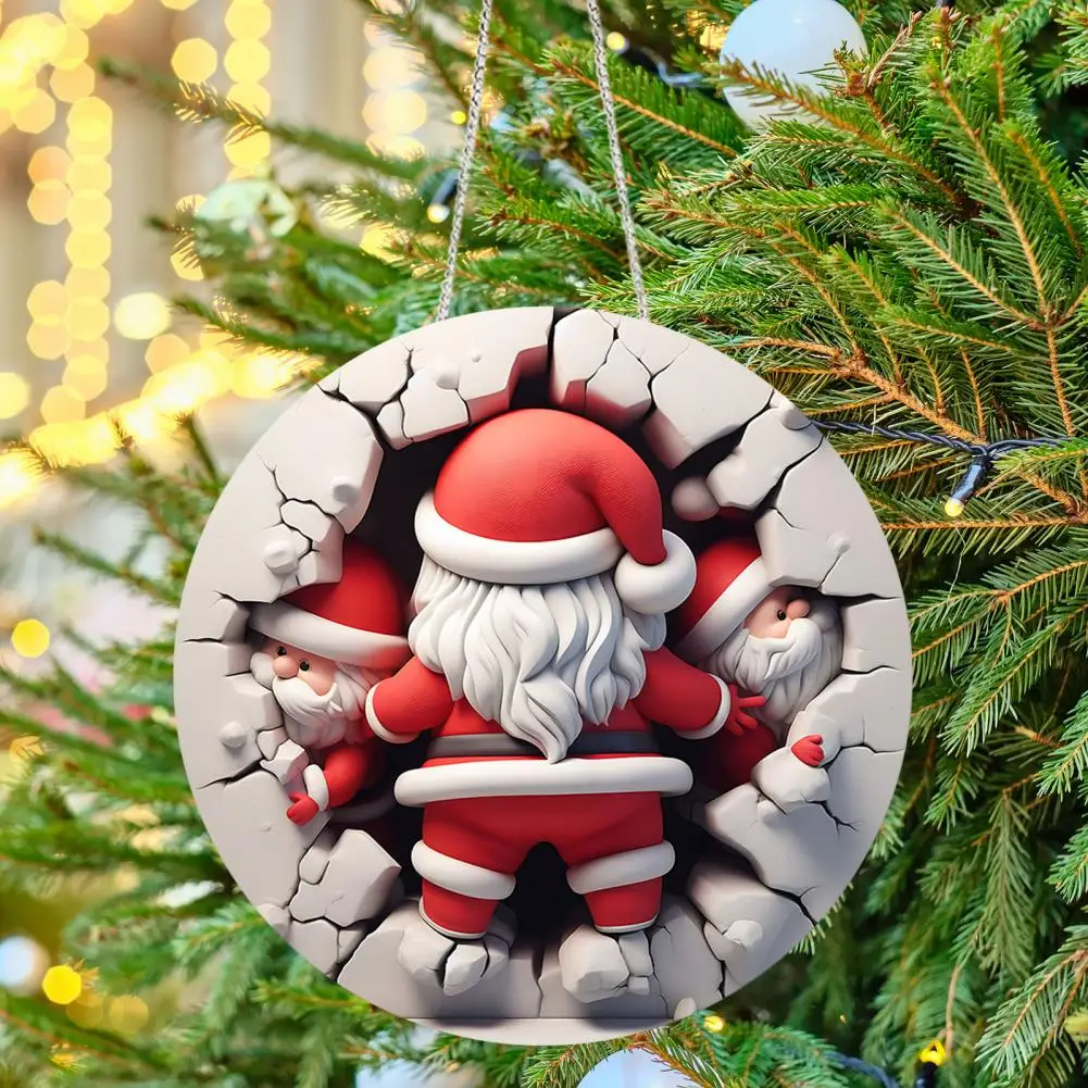 Hanging Santa Claus Ornament Festive Christmas Santa Claus Acrylic Ornaments for Holiday Car Wall Decor Double-sided for Party