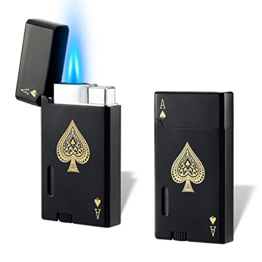 

2 Pack Double Flame Torch Lighter, Classic Pocket Ace Lighters with Visible Window, Adjustable Jet Torch, Refillable Without Bu