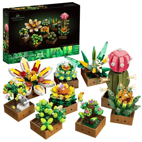 EDUCIRO bloem plant bonsai bouwset, 9 stuks sappige bouwspeelgoedblokken, voor huisdecoratie, kerstcadeaus