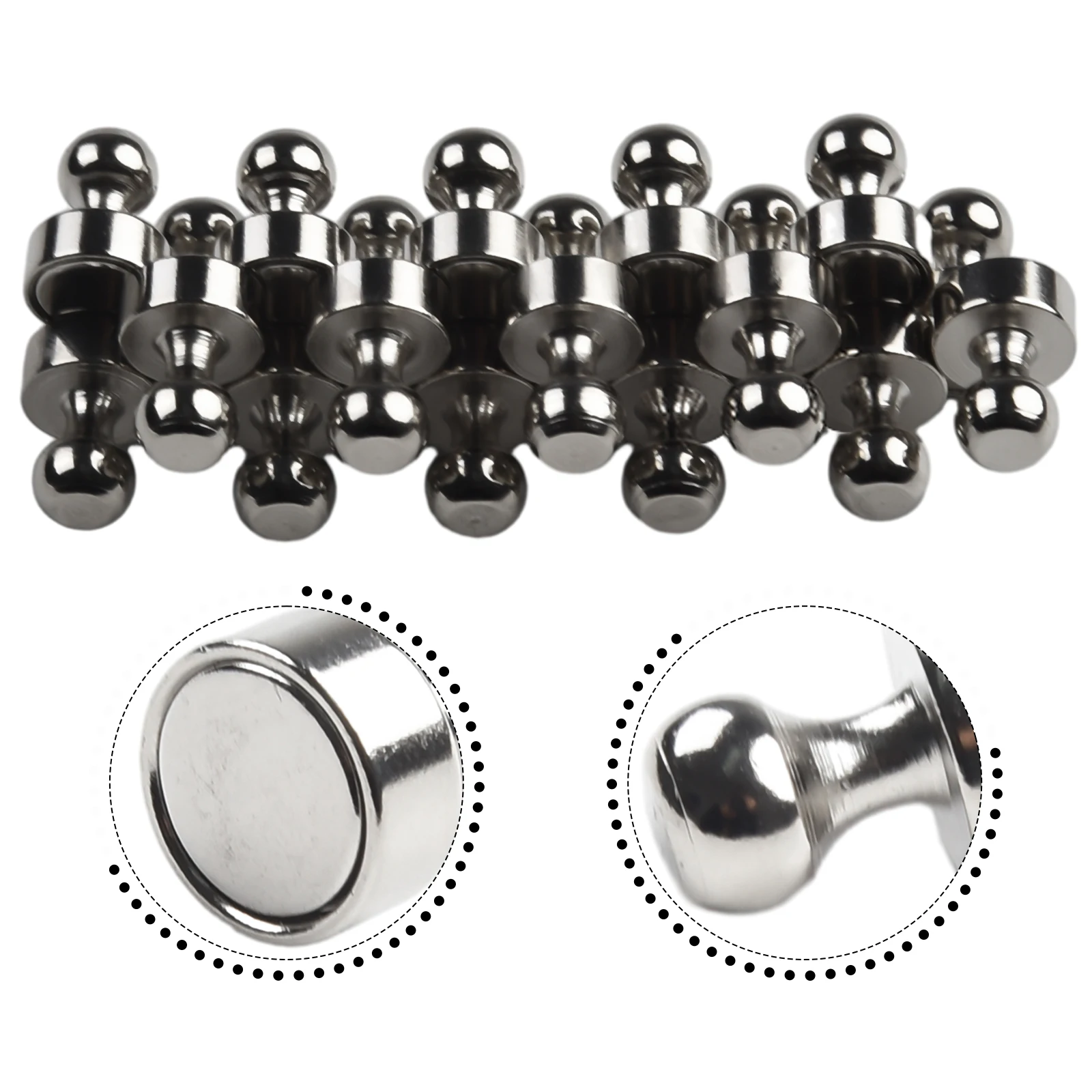 Secure and Reliable Neodymium Magnets, 10x Push Pin Magnets to Hold Curtains, Magnetic Boards, and Decorations