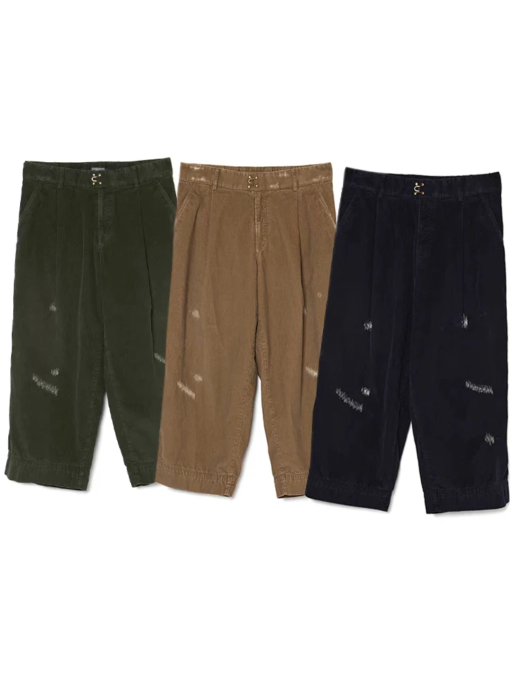 

Ryuni Abuta 24AW Japanese Style Double Color Leisure Trend Worn-In Unisex Loose Corduroy Pants Women's Casual Pants