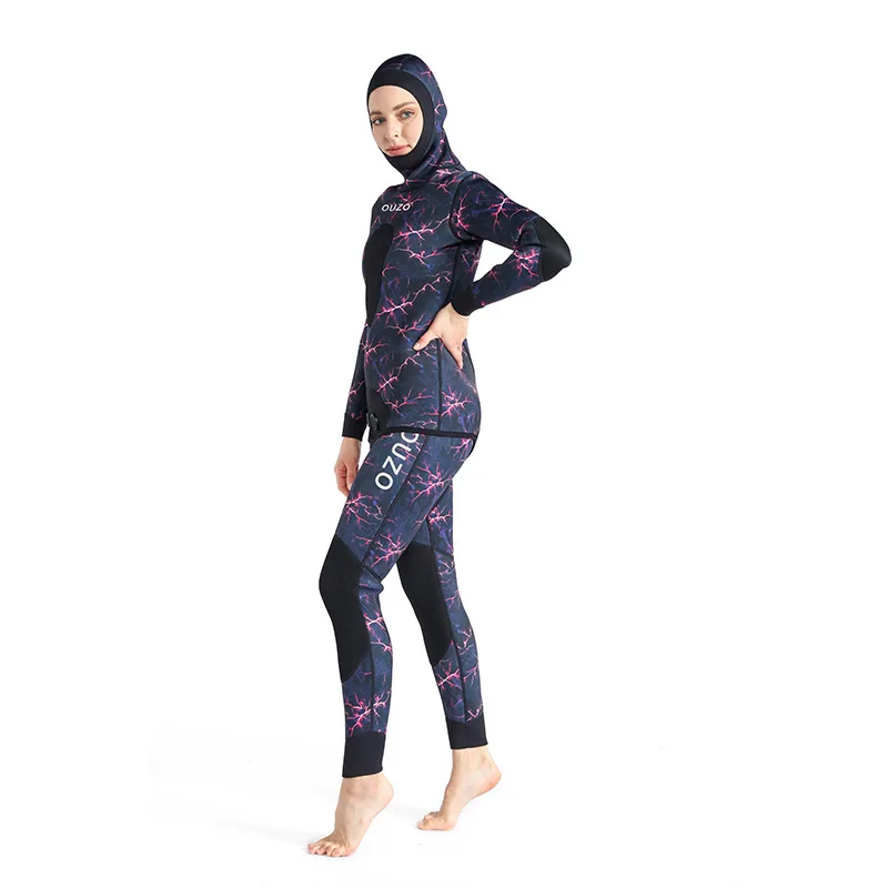 3Mm Fishing Suit Women's Hooded Split Wetsuit Warm Winter Swimsuit Surf Suit Wetsuit Fishing S uit