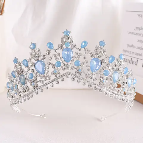 KMVEXO Opal Crystal Bridal Tiaras And Crowns Rhinestone Prom Princess Crown Tiara For Women Wedding Hair Accessories