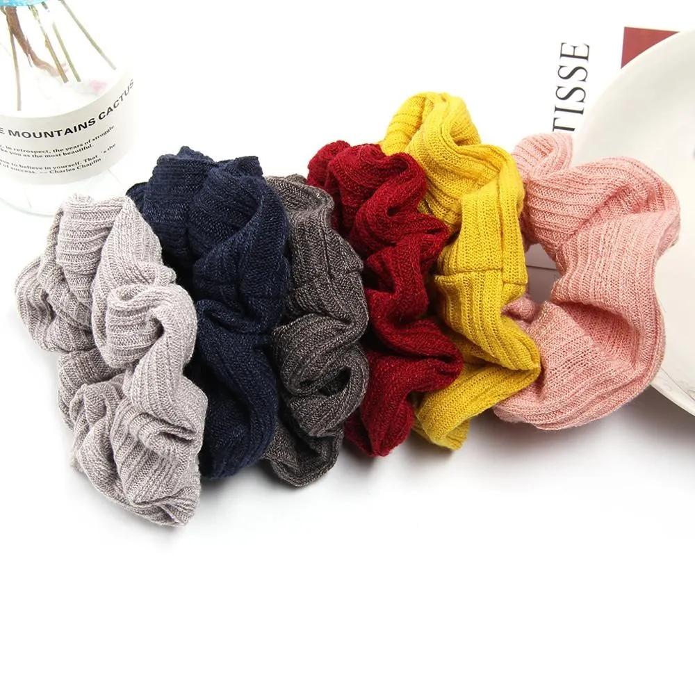 Fashion Women Hair Ties Knit Solid Color Hair Bands Elastic Striped Hair Scrunchies Casual ​Female Girl Hair Accessories 