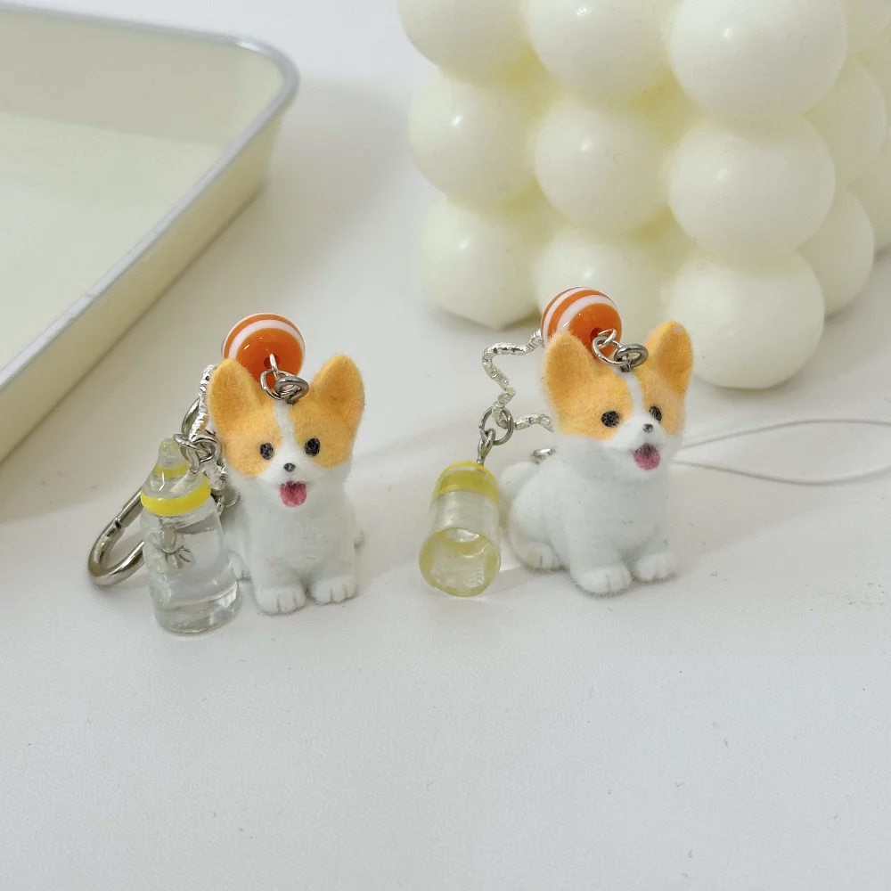 Resin Flocking Koala Keychain Bag Pendant Decoration Cute Cartoon Animal Keyring Mobile Phone Lanyard Creative Gift Key Holder
