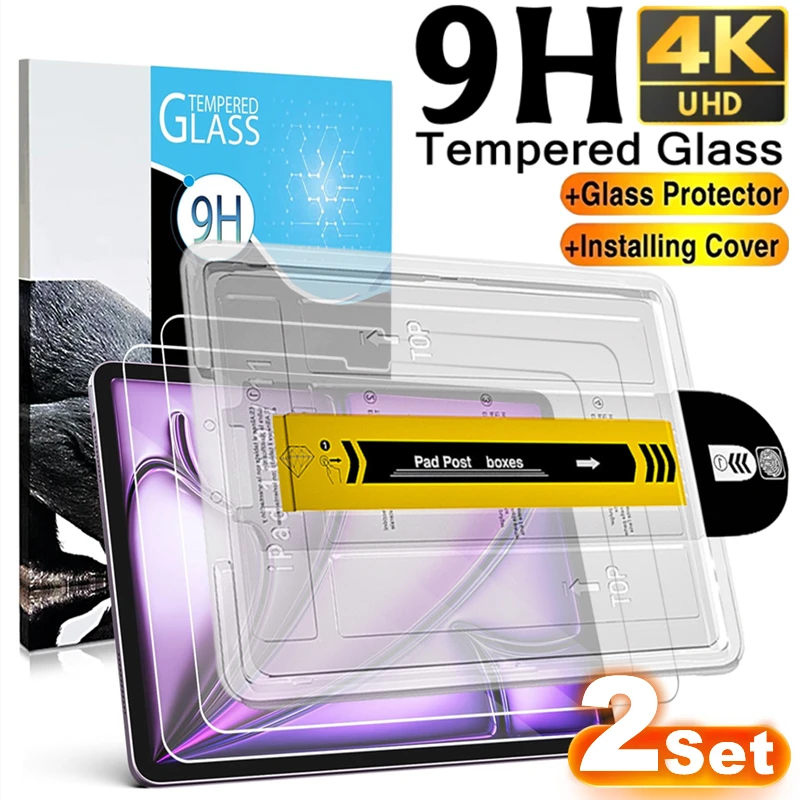 

Простое в установке закаленное стекло для iPad Pro 11 13 дюймов iPad 11 2025 2024 A16 iPad Air M3 M4 Mini A17Pro Защитная пленка для экрана Clar Film