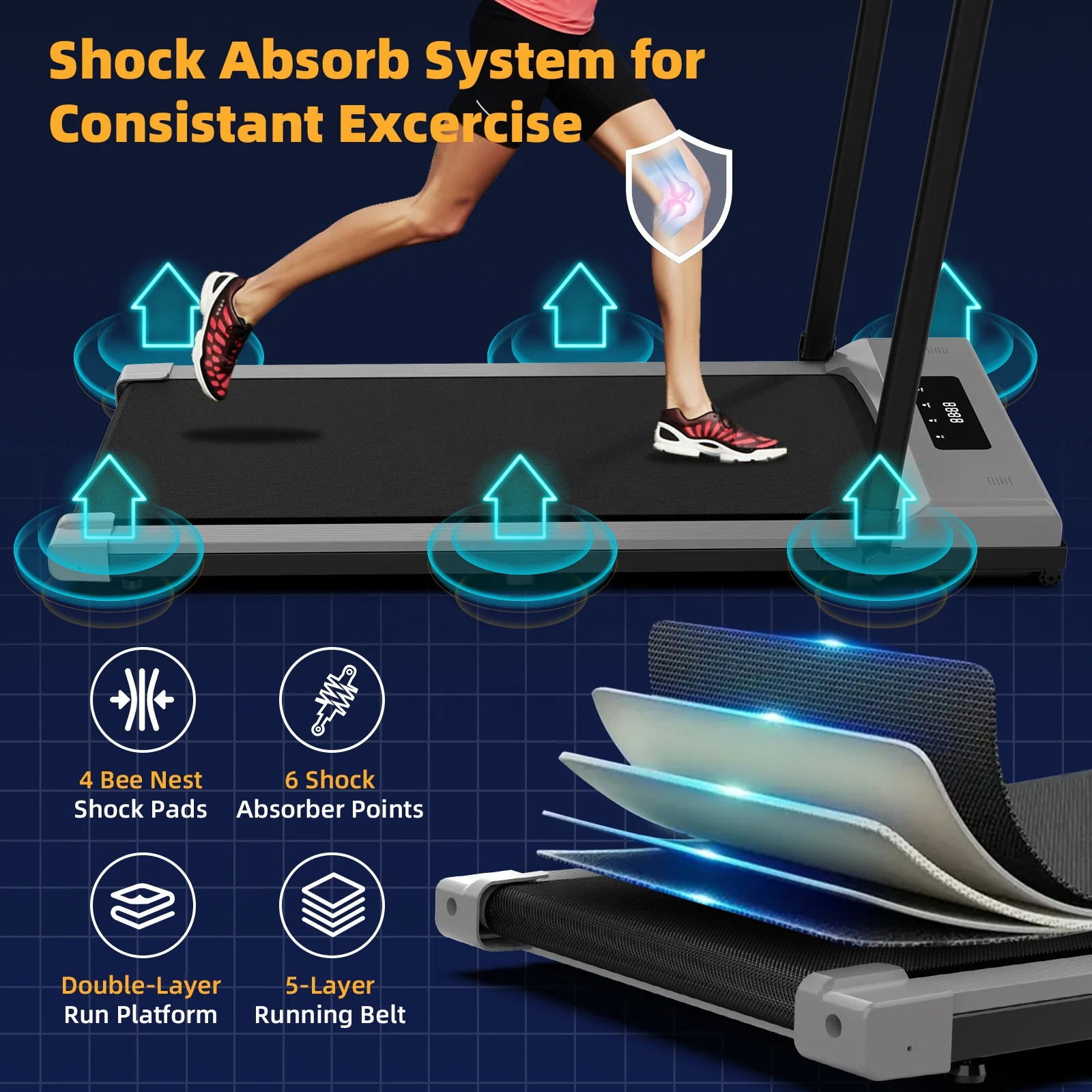 Professional Gym Equipment Electric Foldable Treadmill Smart Folding Portable Walking Pad Mini Desk Treadmill For Home Use