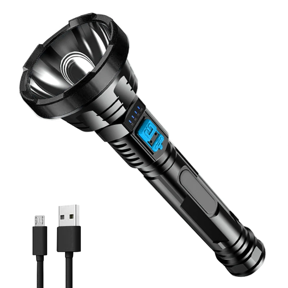 مصباح يدوي LED متعدد الوظائف مقاوم للماء أضواء كاشفة محمولة عكس الضوء مصباح يدوي كشاف عرض الطاقة للمعدات الخارجية