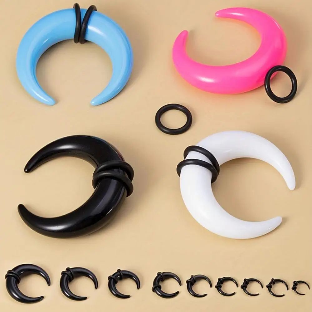 1Pair Big Size Buffalo Horn Septum Ring Piercing Black Pink White Acrylic Ear Plugs Taper Stretcher Expander Punk Body Jewelry