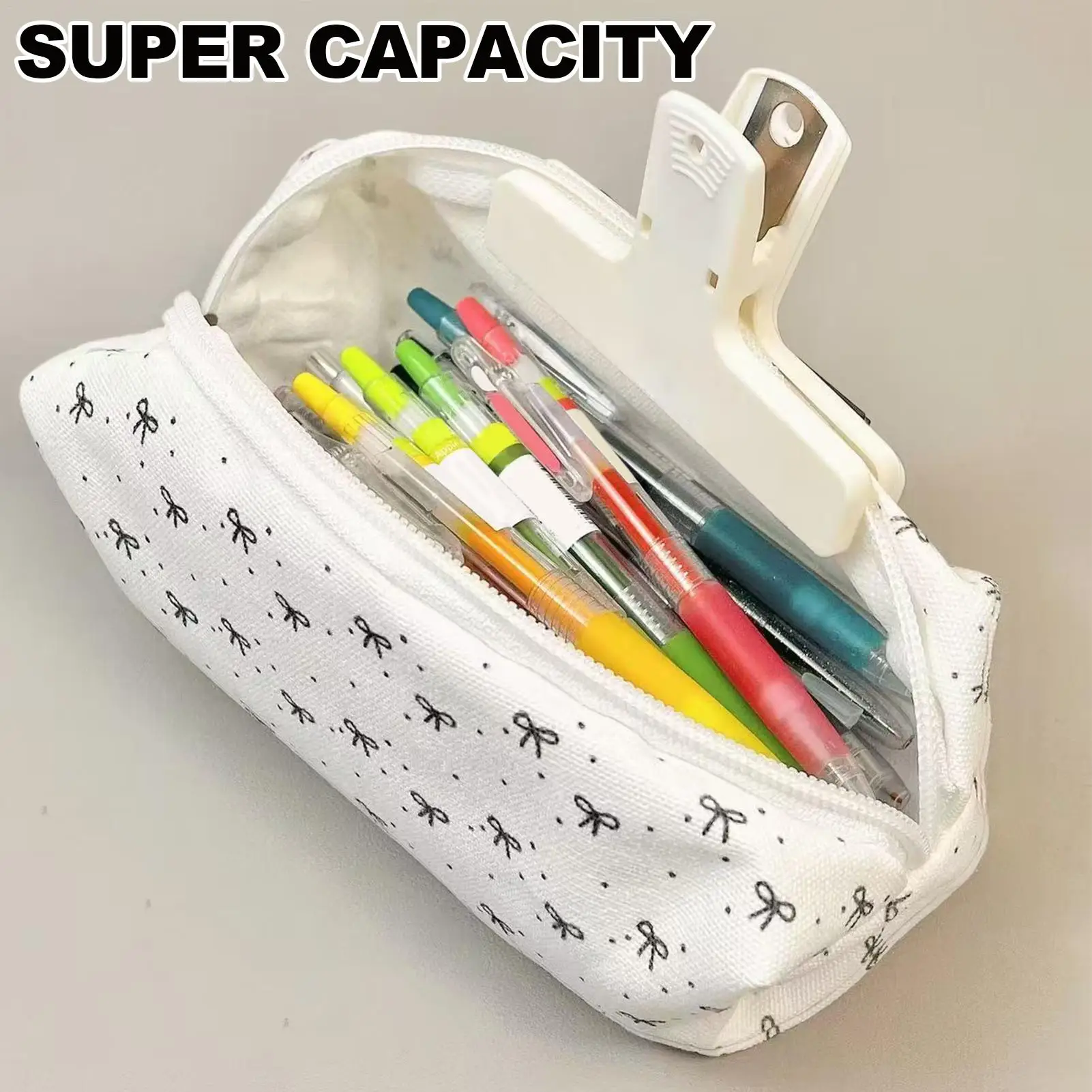 Large Capacity Pen Bag Pencil Pouch Bow Patterns Boxes Portable Stationery Organizer For Teen College Kids School Crafts Travel